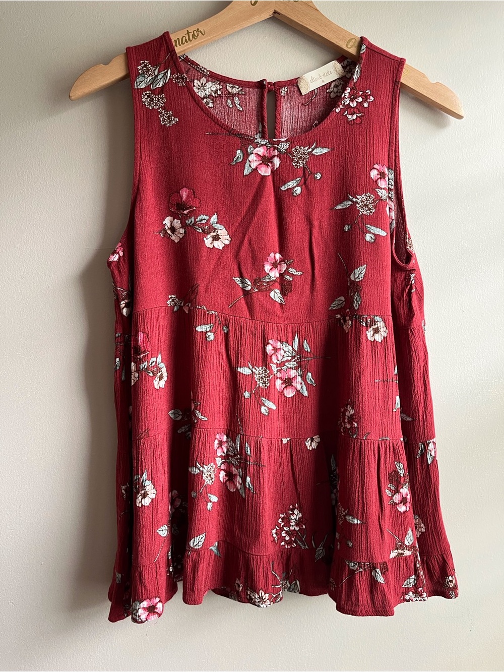 Brick maroon baby doll gauze tank